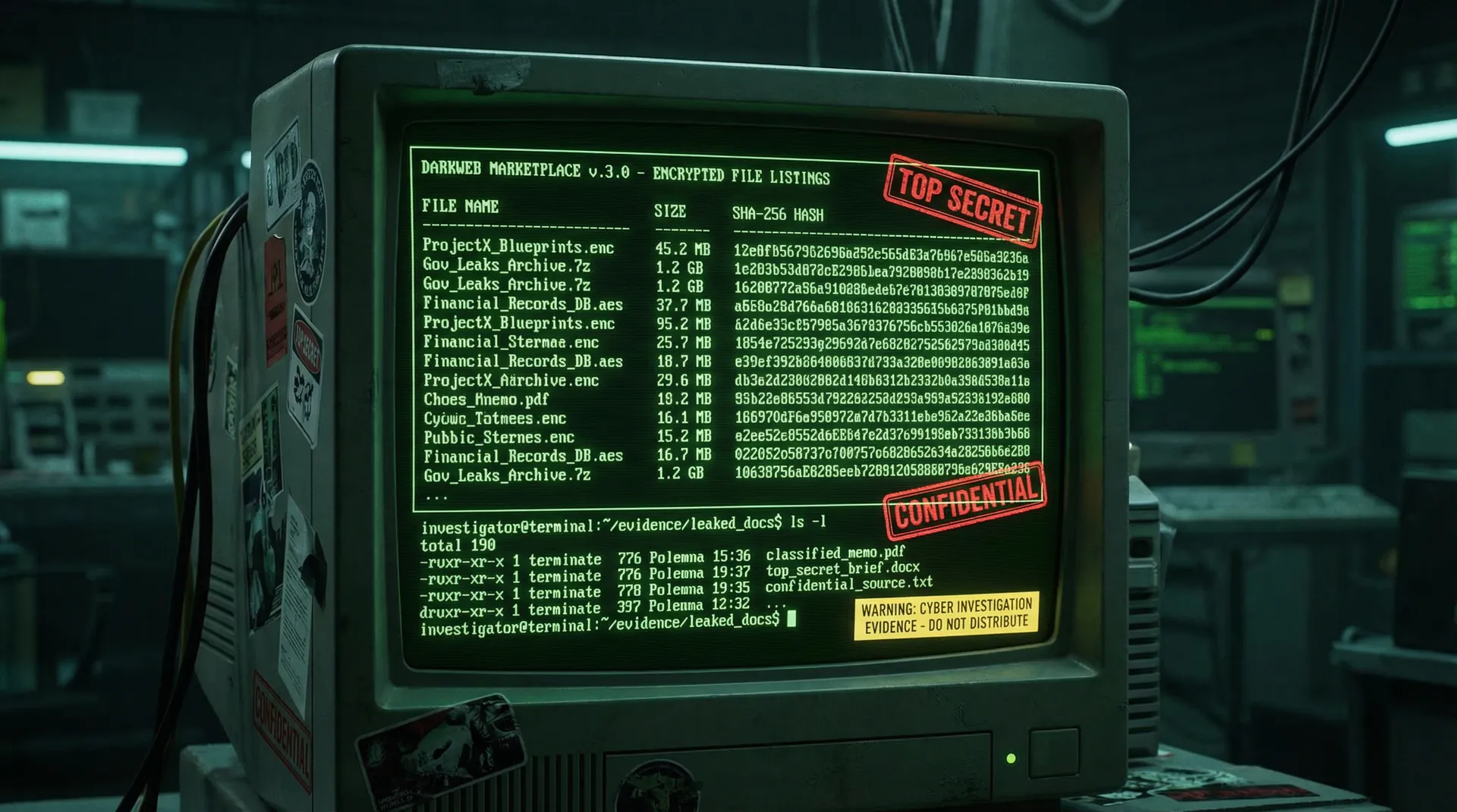 [截图] 加密文件列表及哈希值 - 9吃瓜 机密档案